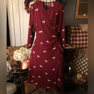 Cute LULAROE burgundy horse wrap dress Large